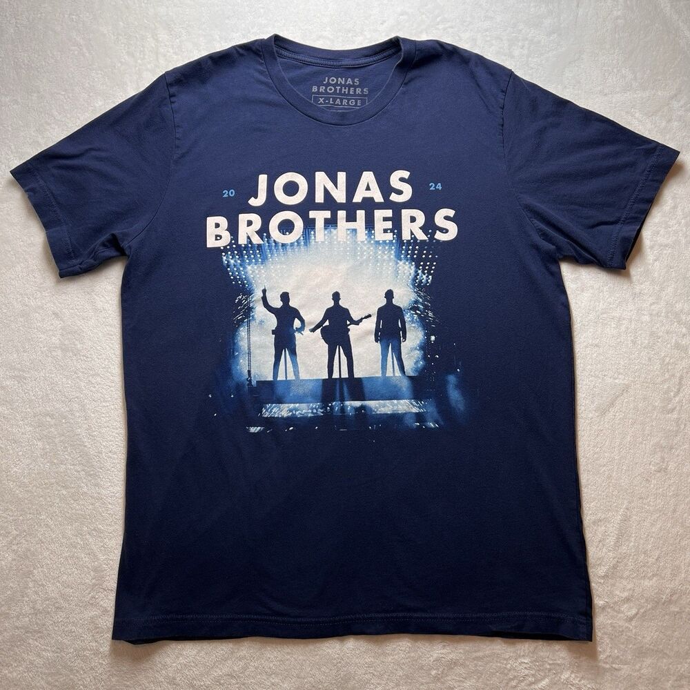 Jonas Brothers 2024 Navy Blue T-shirt Short Sleeve Size XL